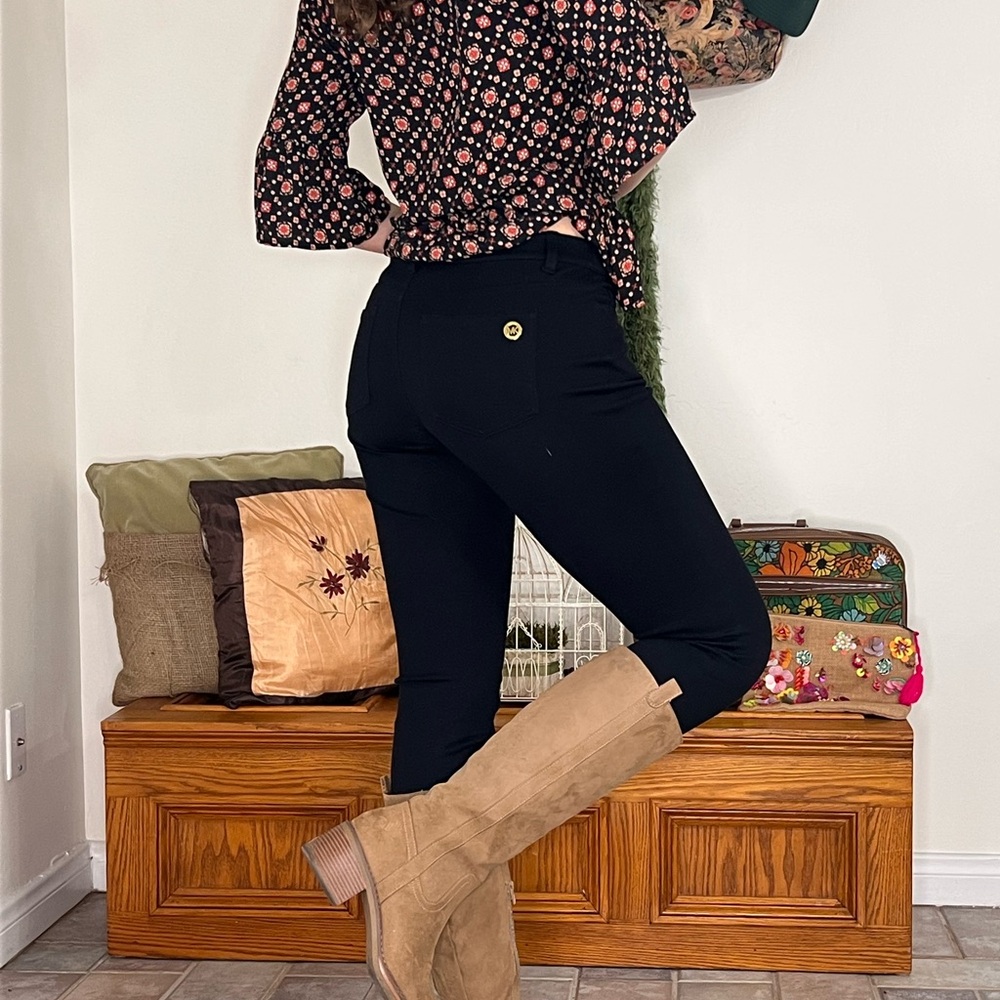 Michael Kors black gold hardware detailed stretchy skinny jean style jeggings